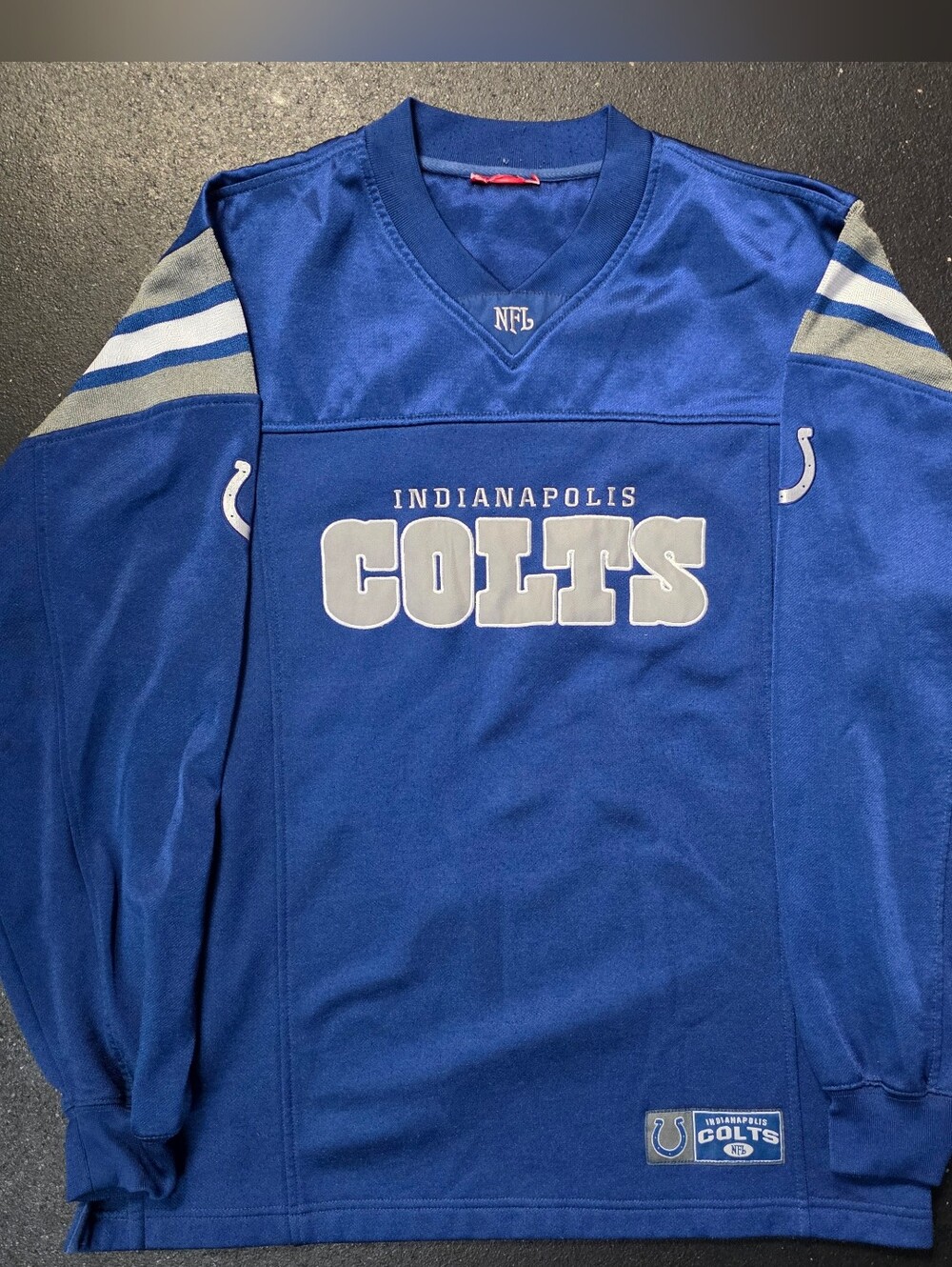 Vintage Large NFL Indianapolis Colts V-Neck Long Sleeve Jersey Pullover Shirt